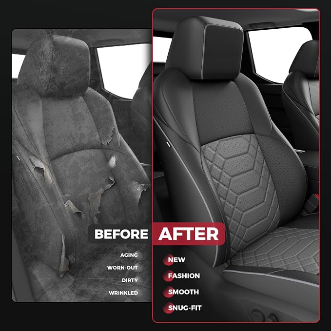 FREESOO Tacoma Car Seat Covers Fit for Toyota Tacoma 4th Gen 2024 2025 2026 Double Cab SR, SR5, Limited, TRD Sport/Off-Road,Trailhunter Full Covered (5 Seats/BlackGrey)