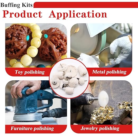 Tnisesm 15Pcs Buffing Wheel Kits,Polishing Wheels Buffing Pads for Drill for Metal Aluminum,Stainless Steel, Chrome, Jewelry, Wood, Plastic, Ceramic, Glass,etc