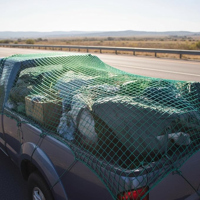 SATINIOR 12 x 8 ft Heavy Duty Cargo Net Truck Bed Network Cover with 18pcs Ropes Bungee Cargo Net Car Sealing Network Rope for Trailer Pickup Truck