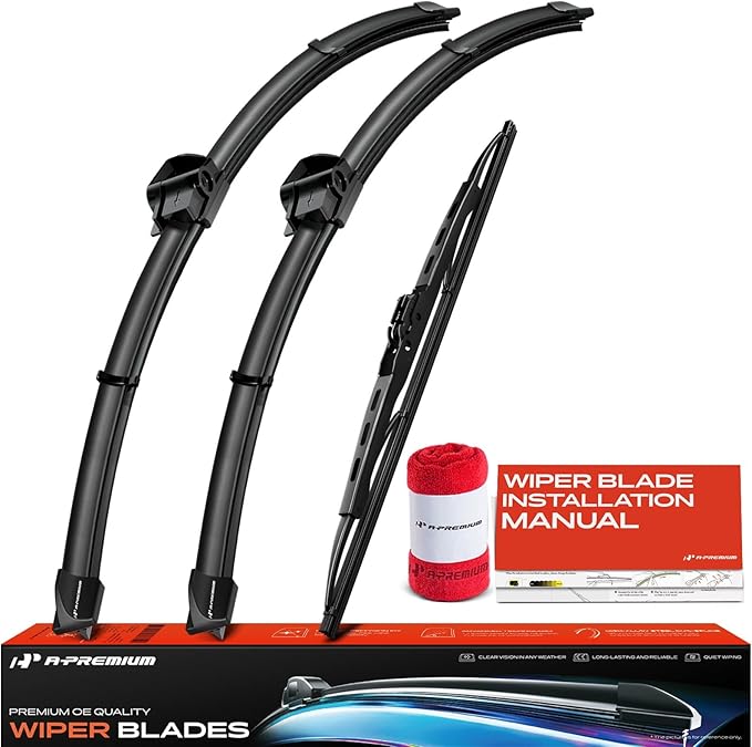 A-Premium 24"/20"/13" Windshield Wiper Blades Compatible with Ford Freestyle 2005-2007 - Front Rear Wipers Blade Set for SL/Hook Arm Connector, with Wear Indicator & Towel (Pack of 3)