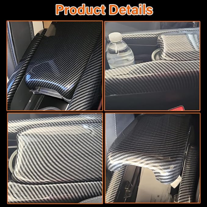 Carbon Fiber Style Center Armrest Box Cover Console Box Storage Box Trim Covers Compatible with Honda Civic 10th Generation 2016 2017 2018 2019 2020 2021 Auto Interior Accessories (3Pcs)