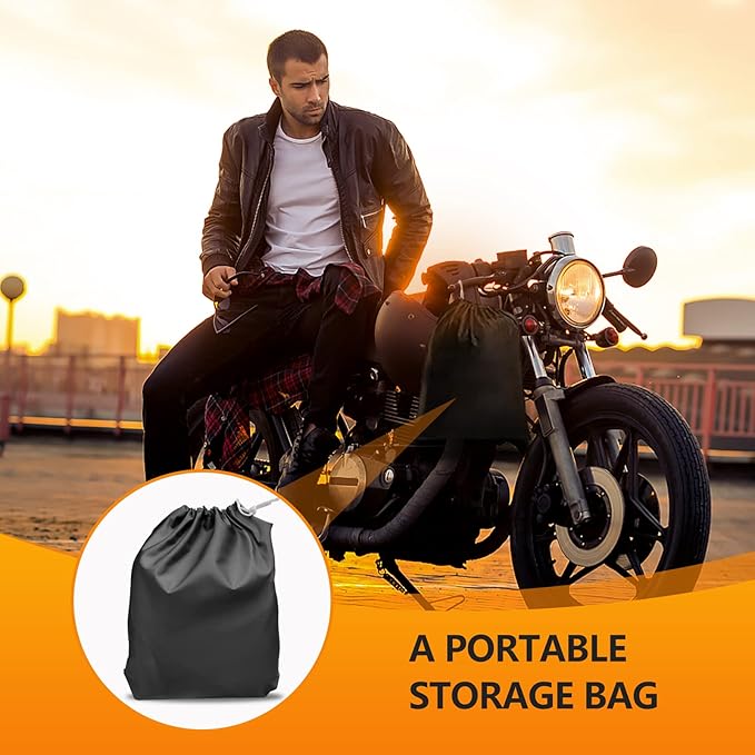 Universal Motorcycle Cover Waterproof Outdoor Storage All Weather Rain Snow Sun Winter All Season Durable with Lockholes Black Oxford 96.5" Moped Scooter Small Motorcycles Cover Protection