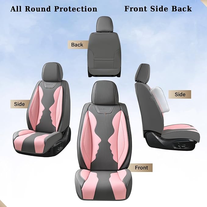 Coverado Car Seat Covers, Front Covers for Cars, Car Seat Cover Front Seats, Automotive Seat Cover, Waterproof, Leather Car Seat Cushion, Universal Interior Seat Protectors for Most Cars