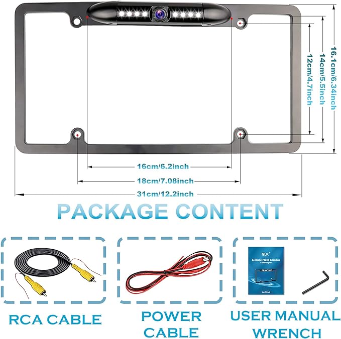 8 led License Plate Camera +7 led License Plate bakcup Camera