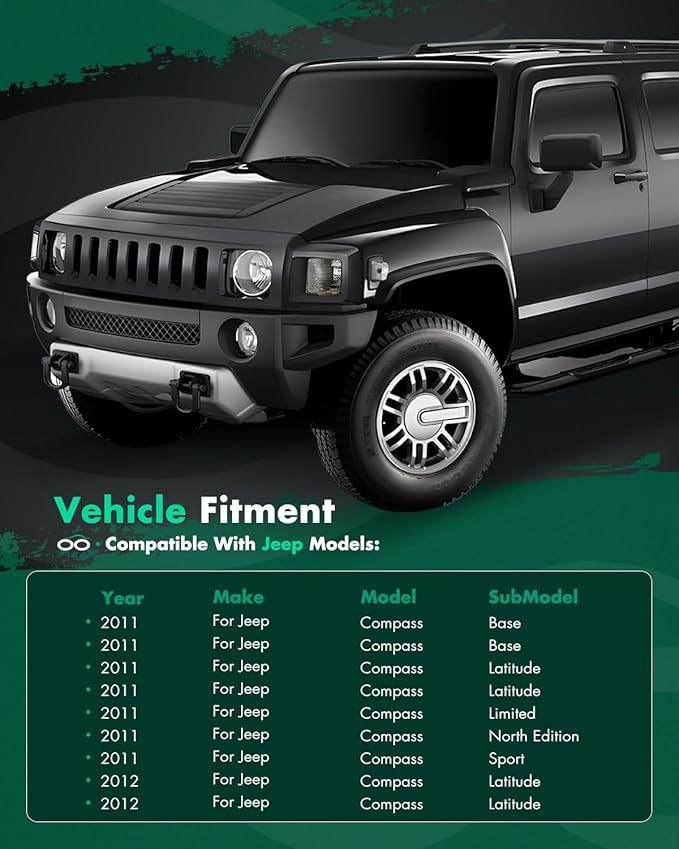 SCITOO Aluminum Alloy Roof Top Cross Bar fit for Jeep Compass 2.0L 2.4L 2011-2016 Set Rock Rack Rail