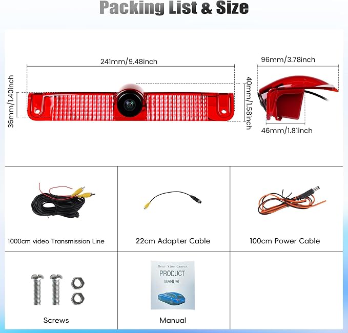 Car Brake Light Backup Camera for Chevrolet Chevy Express Van/GMC Savana Van 2003-2017|IP67 Waterproof Reversing Camera with 140°Wide Angle|IR Night Vision,Rear View Reverse Parking Camera
