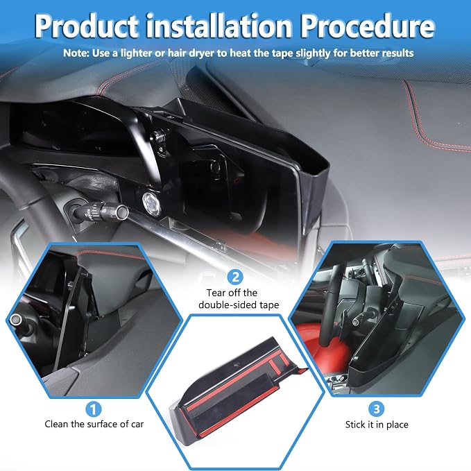 Sekhyna Navigation Screen Back Storage Box Compatible Chevrolet Corvette C8 2020-2025,Dash Organizer Tray,Center Console Phone Insert Auxiliary Storage Tray Interior Accessories