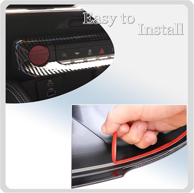 MUXEE A/C Control Panel Cover, for Ford Mustang 2024 2025 2026 - ABS Carbon Fiber Dashboard AC Air Vent Outlet Grain Sport Interior Trim Accessories