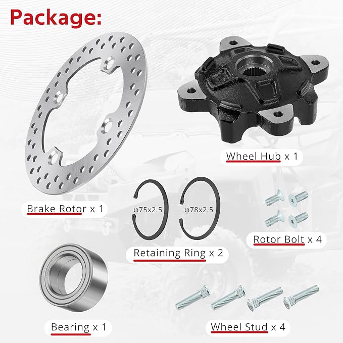 JAVIK Front Wheel Hub Brake Rotor Kit Compatible with Polaris Ranger 800 Diese-l 900 700 RZR 900 800-4 570 ACE 570 900 OEM# 5137659-067 3515090 5254999 7517871