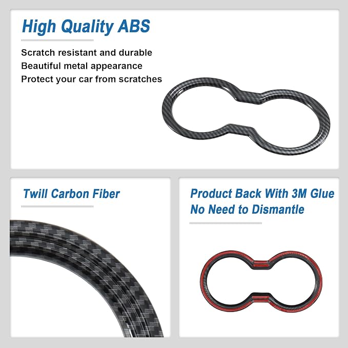 Carbon Fiber Cup Holder Panel Cover Compatible with Ford Mustang 2024 2025