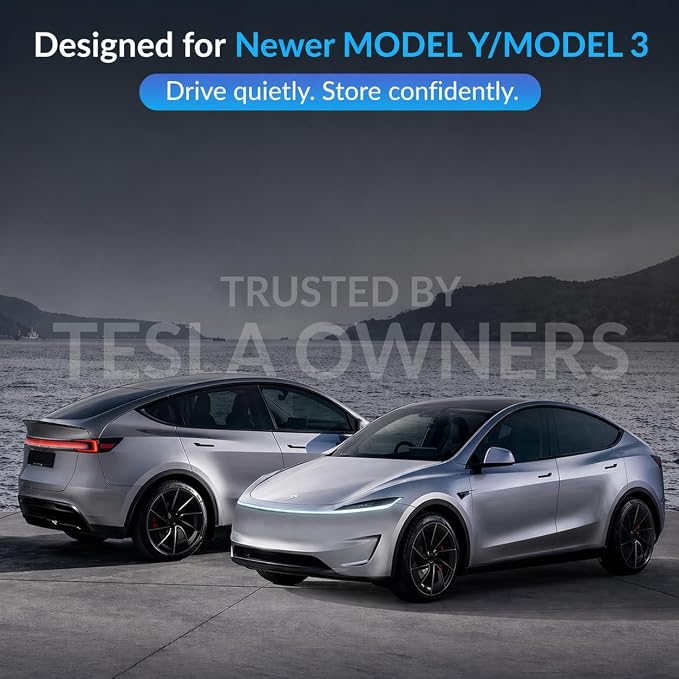 Tesla Model Y Juniper & Model 3 Highland Under Screen Storage Box 2025-2026 & 2024-2026 - Rattle-Free Magnetic Organizer Tray Hidden ABS Console Storage with Anti-Slip Silicone