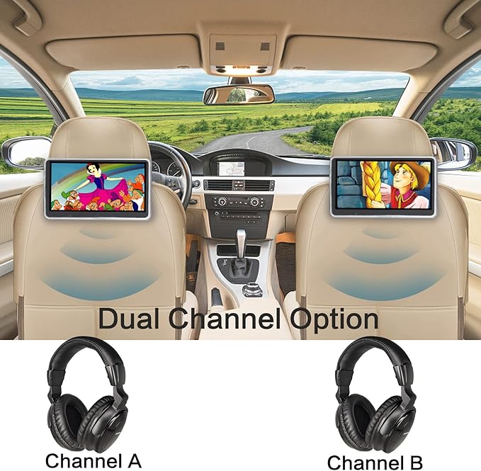Wireless IR Headphone for Car DVD work for Chevy Suburban & GMC Yukon & Dodge Durango & Toyota Sienna & Nissan Armada 2002 2003 2004 2005 2006 2007 2008 2009 2010 2011 2012 2013 2014 2015 2016