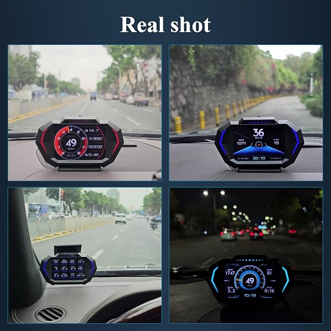 wiiyii obd2 gauge display, head up display for car, Digital Speedometer, Tachometer, Water Temperature Gauge, Multi-Data Smart Gauge, Trip Computer Fuel Pressure Tester for All cars