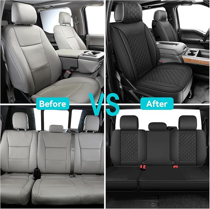 Seat Covers for GMC Sierra Chevy Chevrolet Silverado 1500 2500HD 3500HD 2007-2026, Custom Fit Crew Double Extended Cab Trucks LT Trail Boss RST WT Heavy Duty Luxury Leather Front Seat Covers