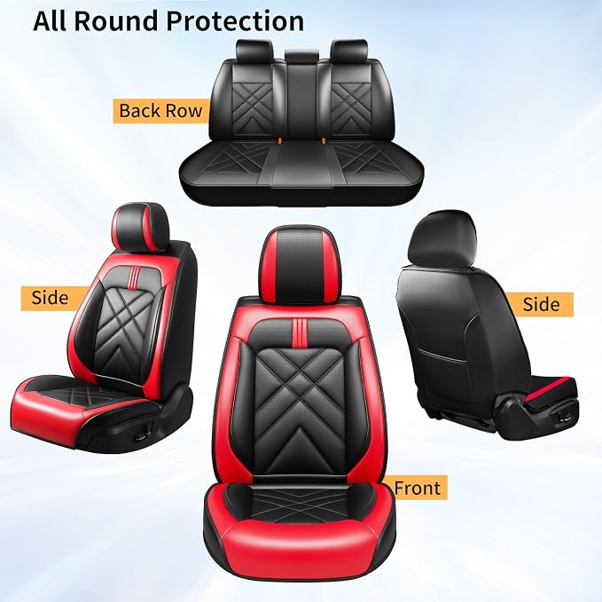 4Runner Car Seat Covers Custom Fit for Toyota 4Runner 2003-2026, Premium Full Coverage Leather Automotive Seat Protectors, Waterproof Breathable, Airbag Compatible (Full Set, Red & Black)