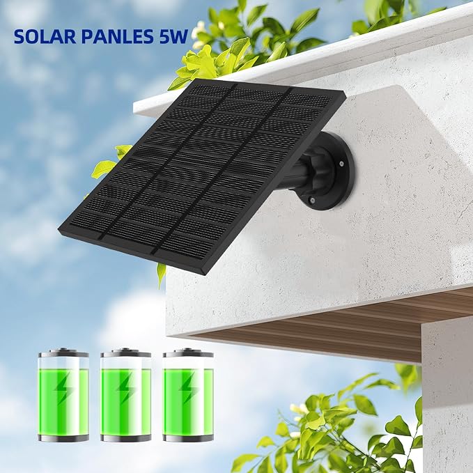 Solar Panels for Ring Camera Outdoor (New Generation) 5W 5V Solar Panel Charger with USB-C&Plug for Spotlight Cam Plus&Stick Up Cam Pro.Waterproof IP65 360°Adjustable 10FT Cable (Black, 2)