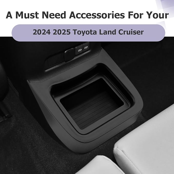 LUWU Center Console Organizer for 2024 2025 2026 Toyota Land Cruiser Accessories Armrest Storage Box Tray Rear Seat Organizer Insert Tray ABS Material Land Cruiser 250 2025 2026 Accessories