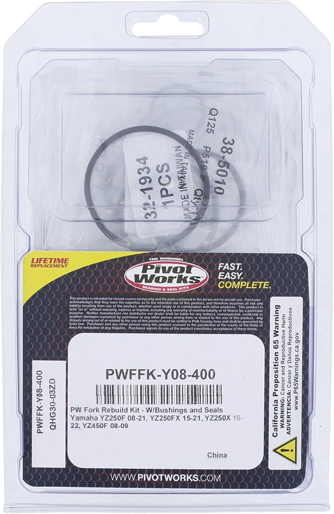 Pivot Works PWFFK-Y08-400 Fork Rebuild Kit, Orange