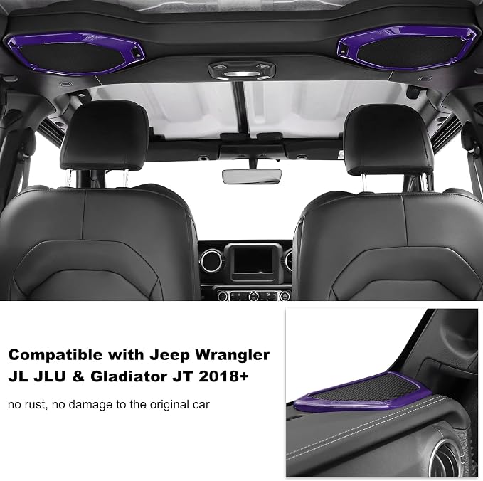 A Pillar Speaker Trim Cover & Roof Speaker Audio Trim Cover Ring Kit Decoration Interior Accessories for Jeep Wrangler JL JLU & Gladiator JT 2018-2022,Purple