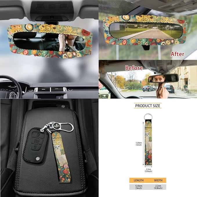 Alpaca Flower Print Automotive Seat Covers & Accessories Full Set, 15Pcs Car Interior Cover Set High Back Seat Covers Steering Wheel Cover Safety Belt Pads for Vehicle Truck Sedan