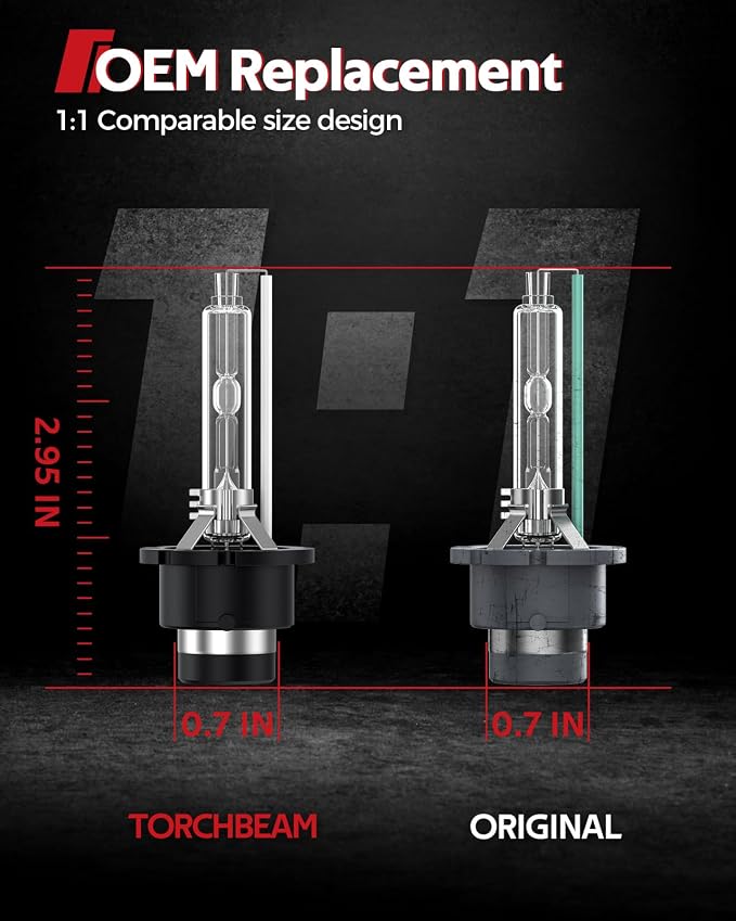 Torchbeam D4S Bulb, 6000K Xenon Bulbs,Pack of 2
