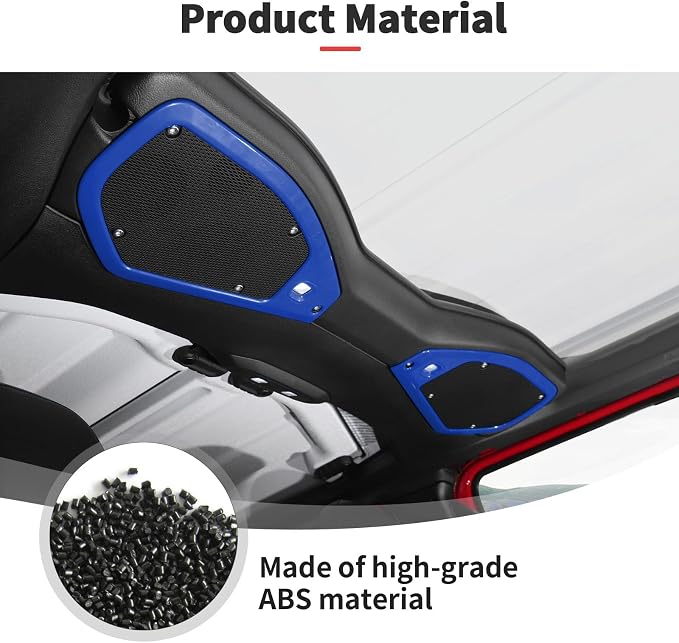 JWWY for Jeep JL Speaker Audio Player Trim Top & A Pillar Cover Trim for 2024-2026 Jeep Wrangler JL JLU & Gladiator JT 4xe Interior Accessories ABS 4PCS Blue