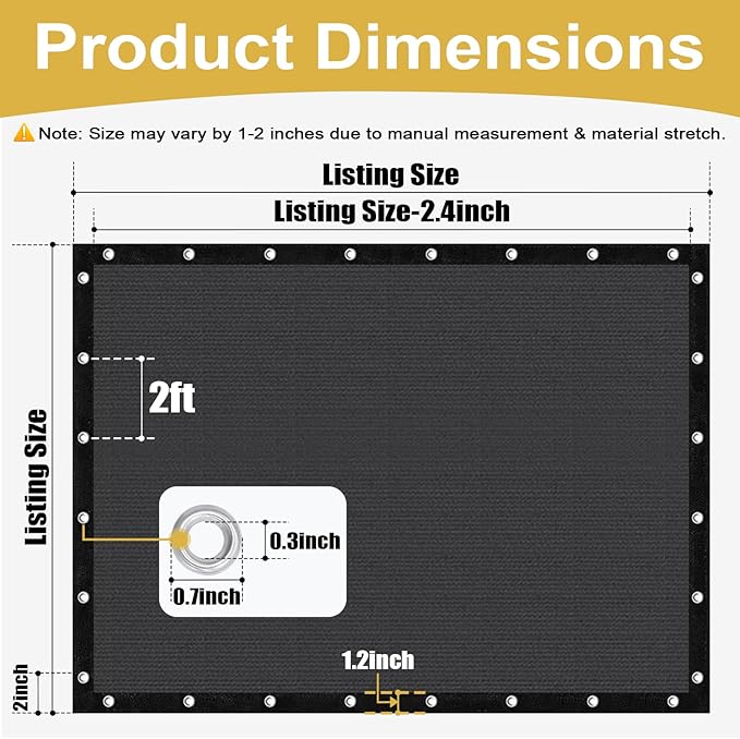 Shade&Beyond Customized Size 90% Sun Shade Cloth with Grommets, 06' X 10' Pergola Shade Cover Canopy, Mesh Tarp Sun Screens for Patio, Outdoor, Garden, Backyard, Dark Gray, GN06