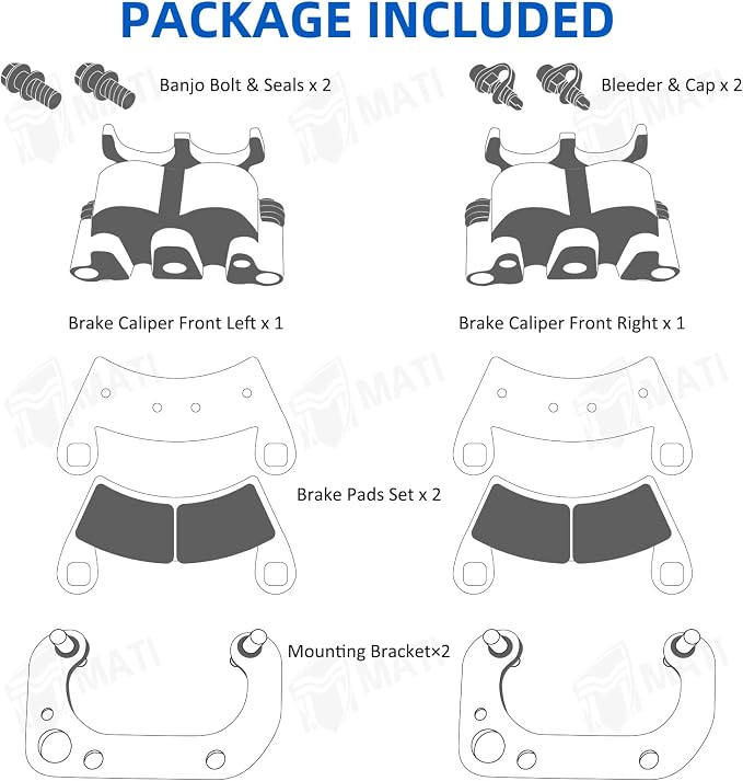 M MATI Front Left Right Brake Calipers for Polaris Ranger 500 570 700 EV LEV Sportsman ACE 325 570 900 GEM EM1400 LSV MVRS 700 800 1912123 1912124 1912125