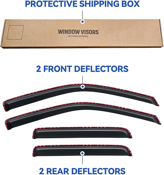 in-Channel Window Visors Rain Guards Shield for 2004-2012 Chevy Colorado/GMC Canyon Crew Cab, Window Vent Wind Deflectors Visors Shades for 04-12 Colorado/Canyon