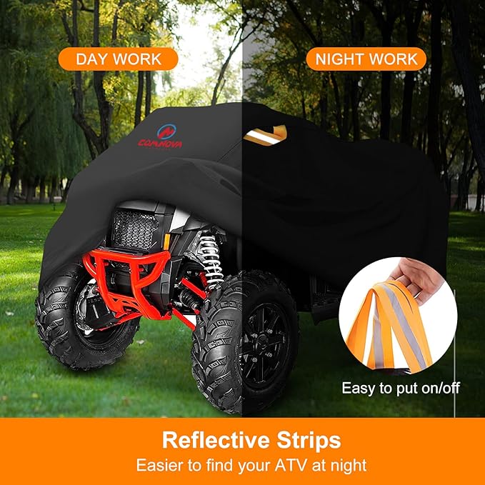 Comnova ATV Cover for 4 Wheelers - 88 Inch ATV Covers 600D Heavy Duty & Waterproof, Outdoor Four Wheeler Quad Cover All Weather Large for Polaris, Kawasaki, Arctic Cat, Honda, Yamaha and More