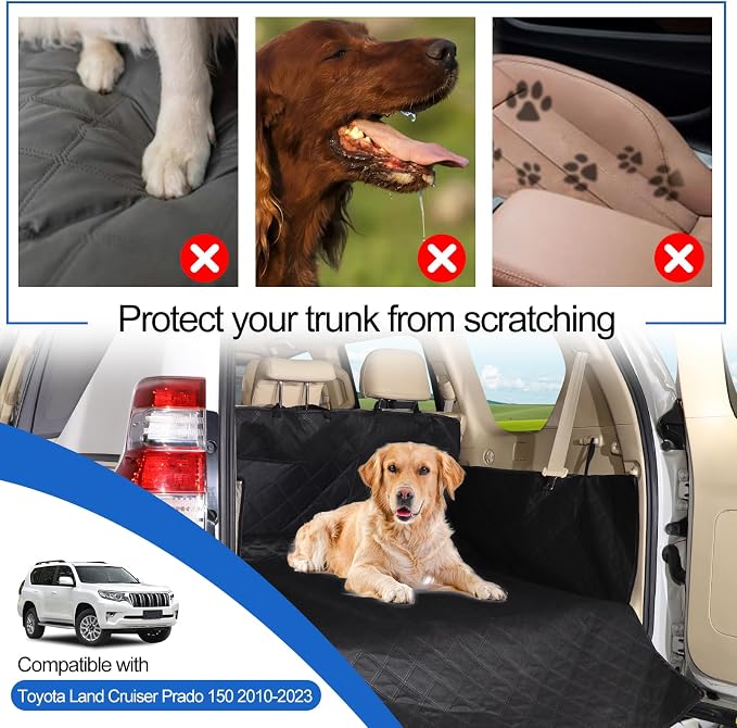 Cargo Liner for Dogs Compatible with Toyota Land Cruiser Prado 150 2010-2023, Pet Dog Trunk Cargo Liner, Waterproof Anti-Dirty Pet Cargo Cover Dog Seat Mat, with Bumper Flap Protector