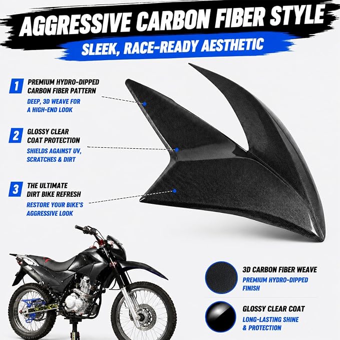 Hawk 250 Plastics Fairing Kit (All Years) - Premium PP Dirt Bike Bodywork Replacement with Fenders & Tank Guards - OEM Fitment Carbon Fiber Pattern
