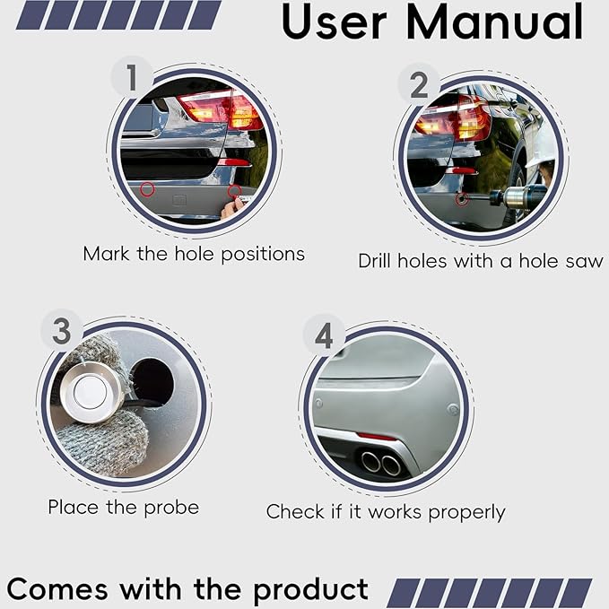 Parking Sensor Kit Backup Sensor Kit Reverse Sensor for Car 18 Color Options for Probes Adjustable Alarm Volume Professional Sensore de Reversa para Carro Safe Driving Assistant(red)