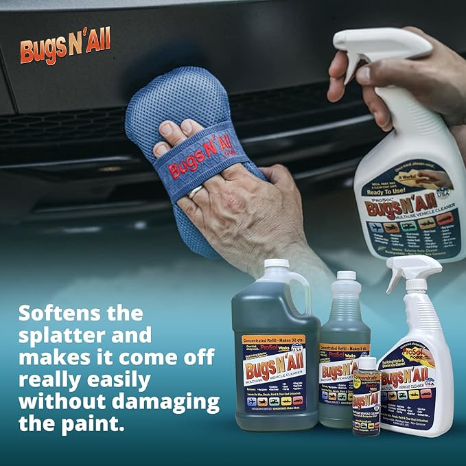 Bugs Nβ All Bug Sponge - Bug and Tar Remover for Car Exterior and Interior - Ultra Soft Mesh Car Wash Sponge for Scratch Free Scrubbing - 8.25 by 4.75 inch, 1 Pack