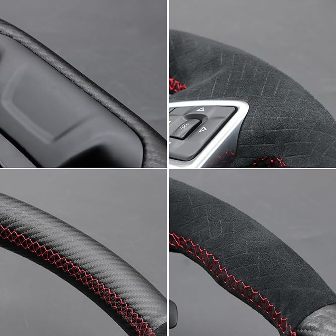 MEWANT for Camaro Steering Wheel Cover 2016-2024 Hand-Stitched for Chevy Camaro Car Steering Wheel Wrap