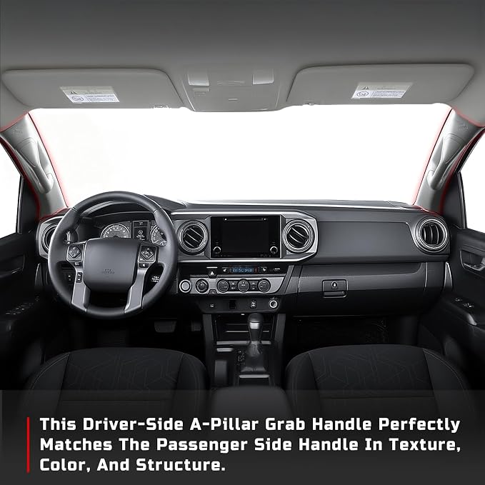 Driver Side A-Pillar Grab Handle for Toyota Tacoma 3rd Gen (2016-2023), OEM-Style Texture, Matches Passenger Side, Sturdy & No Creaking Noise, Easy Installation (Gray)