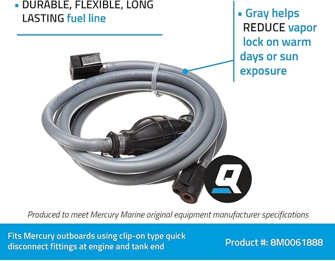 Quicksilver 8M0061888 Fuel Line Assembly, 12 Ft. Long with Primer Bulb