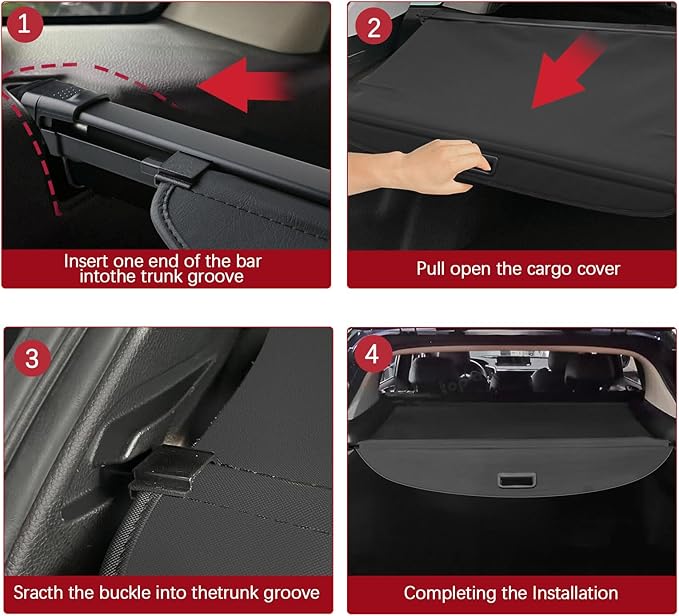 Cargo Cover for 2025 Mazda CX90 - Tesmirror Retractable Cargo Cover Compatible with 2024-2025 Mazda CX-90 Tonneau Cover Rear Trunk Cargo Security Shade Cover for Mazda CX 90 Accessories