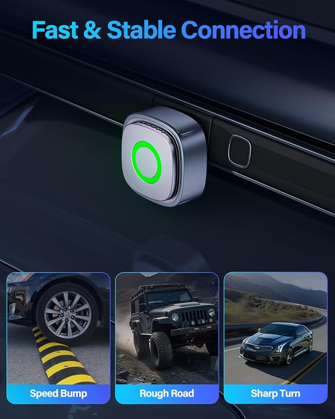 Simple CarPlay Wireless Adapter, Plug & Play in 3-5 Sec, 5.8GHz Stable Connection, Easy Wireless CarPlay & Android Auto Adapter for Any Car
