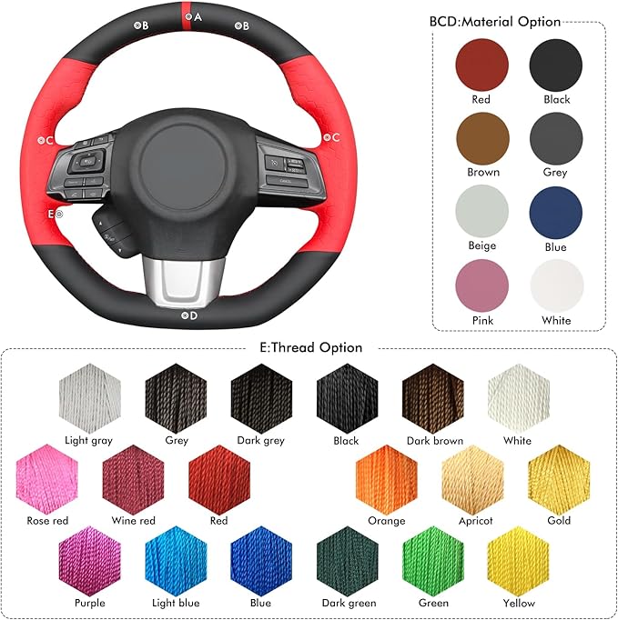 MEWANT Hand Stitch Steering Wheel Cover Wrap for Subaru WRX 2015-2021 / WRX STI 2015-2021 Steering Wheel Accessories for Subaru WRX
