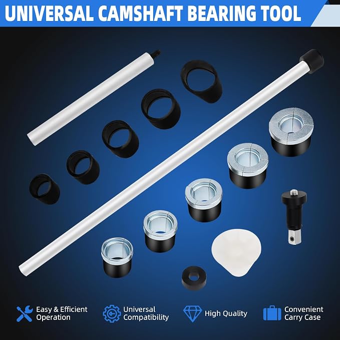 8MILELAKE Universal Camshaft Bearing Tool Installation Removal with Case | Adapters Range From 1-1/8 to 2-2/3 Inch Compatible with most domestic and imported vehicles