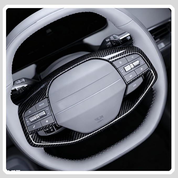Steering Wheel Button Cover, for Kia K4 2024 2025 2026,Steering Wheel Button Panel Protection Frame Molding Trim - Carbon Fiber(for LXS, EX,LX Model)