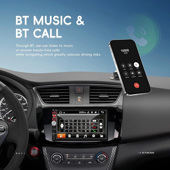 7 inch Touch Screen Double Din Car Stereo with Wired Mirror Link Bluetooth FM EQ Steering Wheel Control 7 Color Light