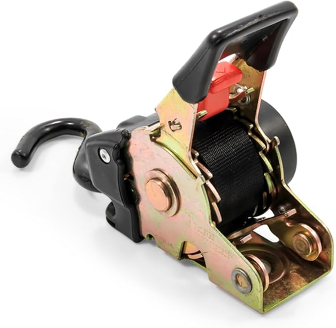 Camco Retractable Transom Tie Down Strap - Secures Your Boat While Traveling |Bolt-On Design |1,500 lb. Break Strength | Measures 1” W, 5 ½ ’ L |Durable & Corrosion Resistant Design - (50032)