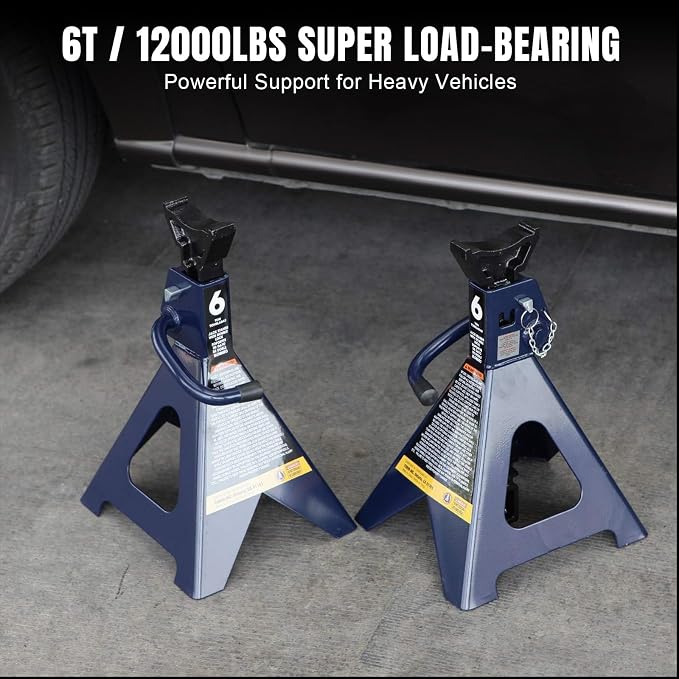 Big RED AT46002AUR Torin Double Locking Steel Jack Stands, 2 Pack, 6 Ton (12,000 lb), Blue