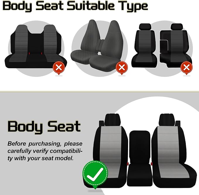 Jokuye 40/20/40 Split Front Bench Seat Covers for Ford F150 XL Standard Cab 2004 2005 2006 2007 2008, Heavy-Duty Oxford Fabric with Integrated Seatbelts & Center Armrest Cover - Gray