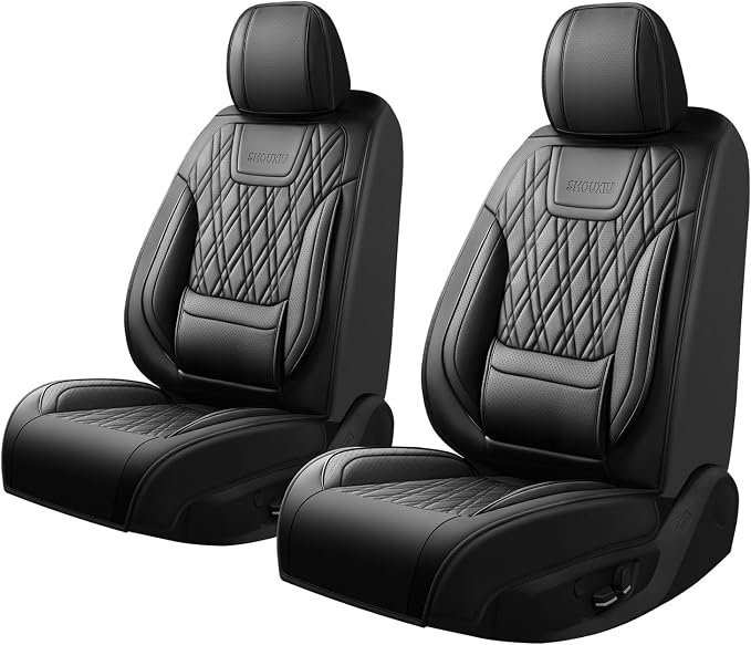 Car Seat Covers Compatible with Ford Taurus 2002-2019 - Waterproof & Breathable Luxury Leather All-Weather Seat Cushions Protectors,Only 2 Front seat Covers (Black)