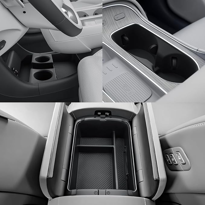 CDEFG 3Pcs for 2026 Hyundai Palisade Center Console Organizer & Cup Holder | 2026 Hyundai Palisade Accessories, Middle Console & Lower Console Storage Box & Cup Holder, Only for Split Armrest