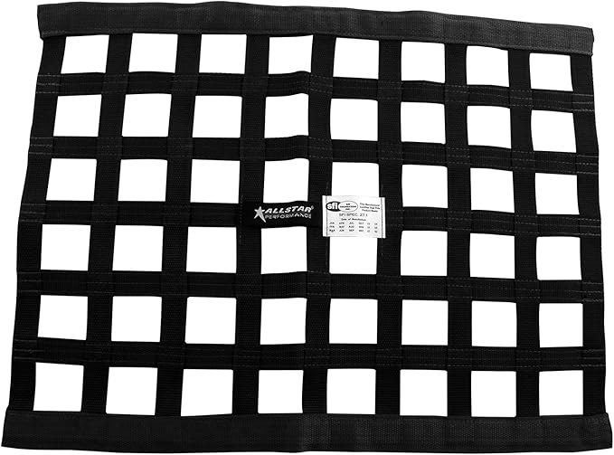 Allstar Performance ALL10280 Black 18' High x 18' Wide Square Border Style Ribbon Window Net