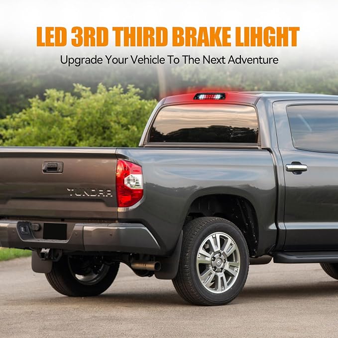 Third 3rd Brake Light LED for 2007-2020 Toyota Tundra, High Mount Rear Brake Lights Assembly for 07-20 Tundra, Waterproof Center Cab Cargo Lamp Stop Light (Smoke)